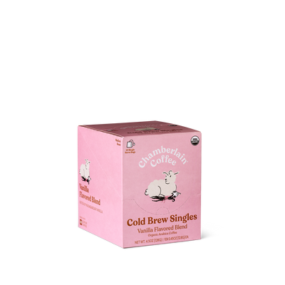 Organic Vanilla Cold Brew Coffee Singles  Product Shot Diagonal