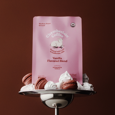 Organic Vanilla Coffee Blend  Product Lifestyle Shot Front