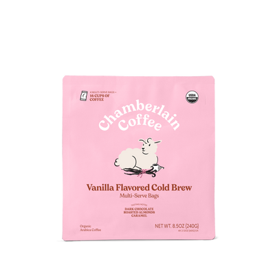 Organic Vanilla Cold Brew Elephant Large Coffee Bags  Product Shot Front